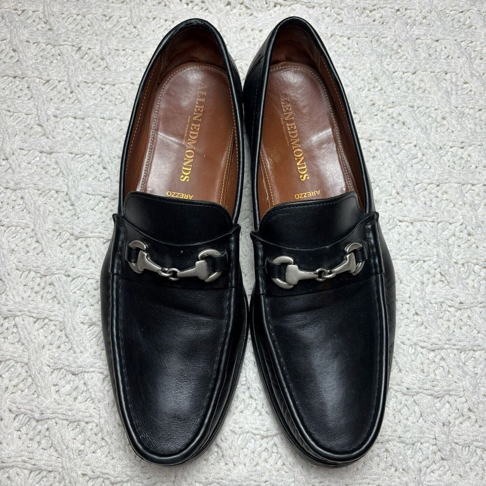 Allen Edmonds Arezzo Black Leather Bit Loafers Mens 13 D Handcrafted Italy 55106